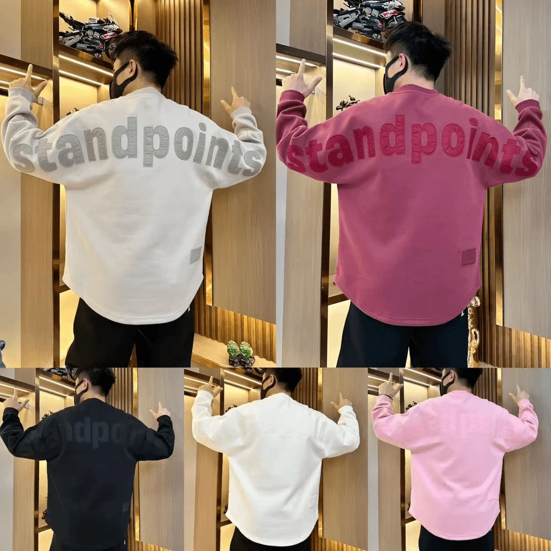 秋冬季加厚弧形卫衣男长袖重工美式字母图案青年宽松潮流个性百搭