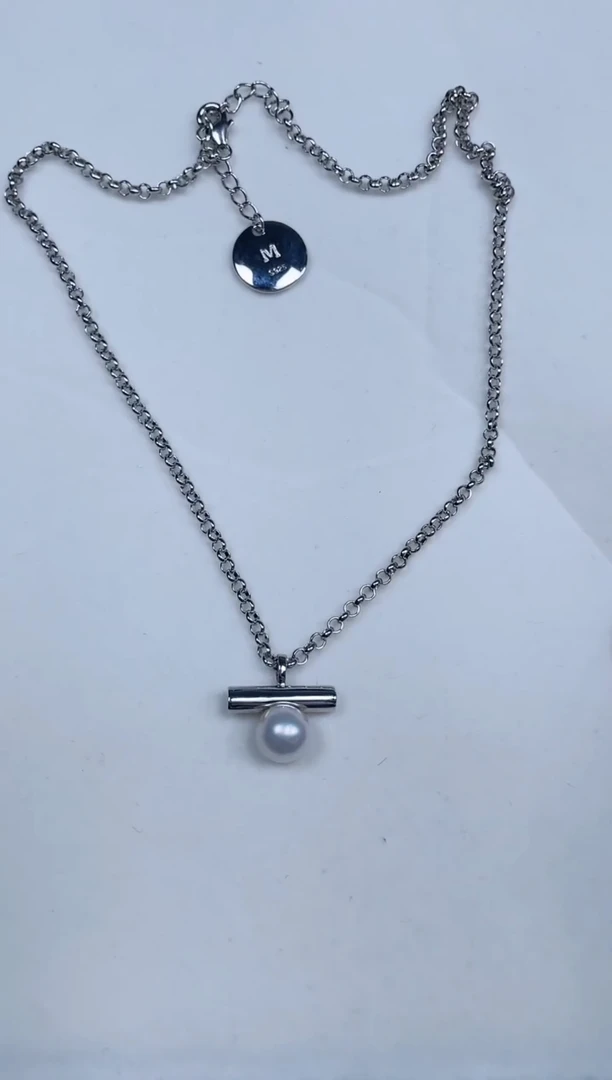 【闪购商品】海水珍珠颈饰银S925镶嵌海水珍珠平衡木套链