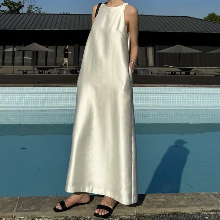 【简雾】极简风轻奢显瘦无袖长裙