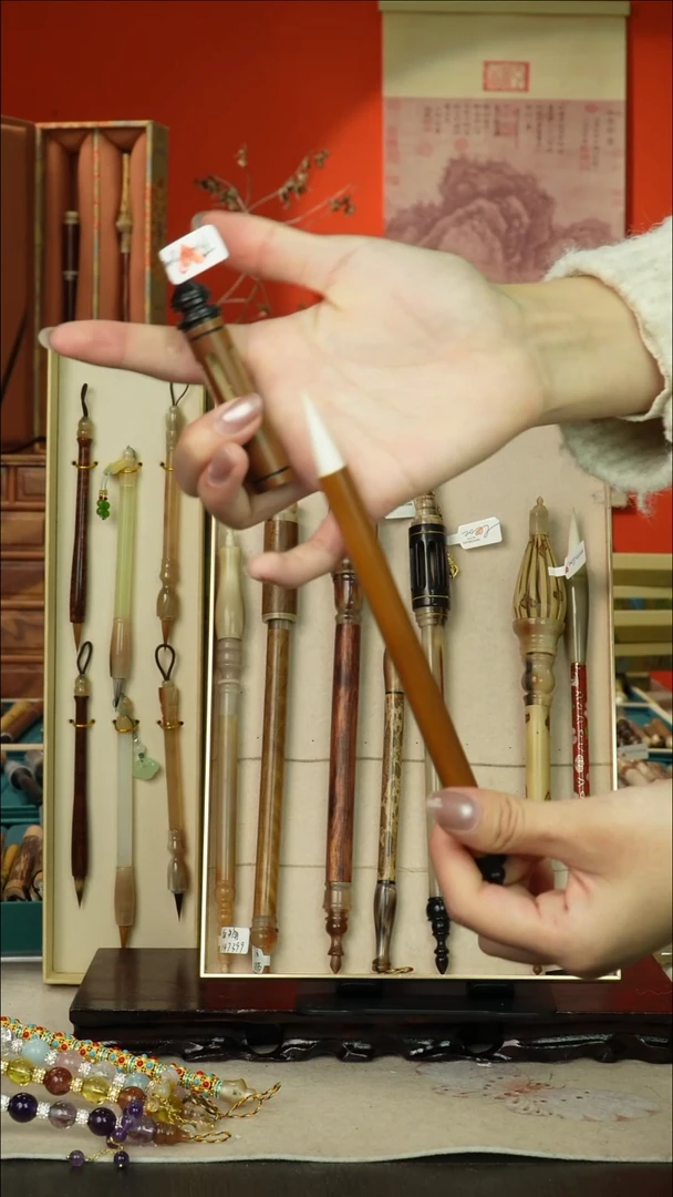 38号闪孤品高货毛笔链接 清水试笔 蘸墨不退