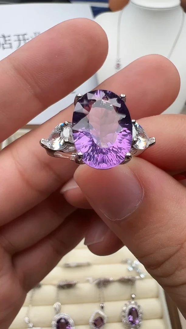 银S925镶嵌戒指紫晶60