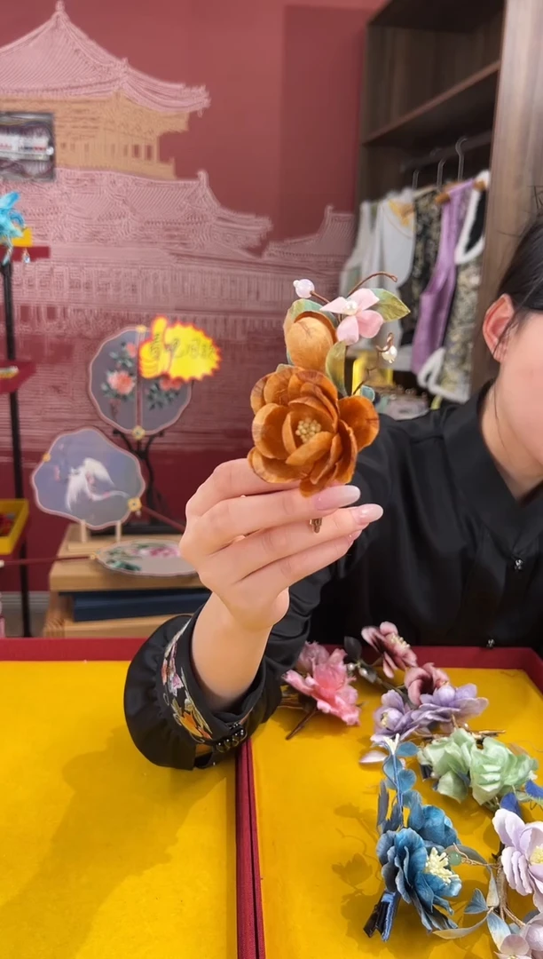 【闪购商品】刺绣非遗绒花（发饰）