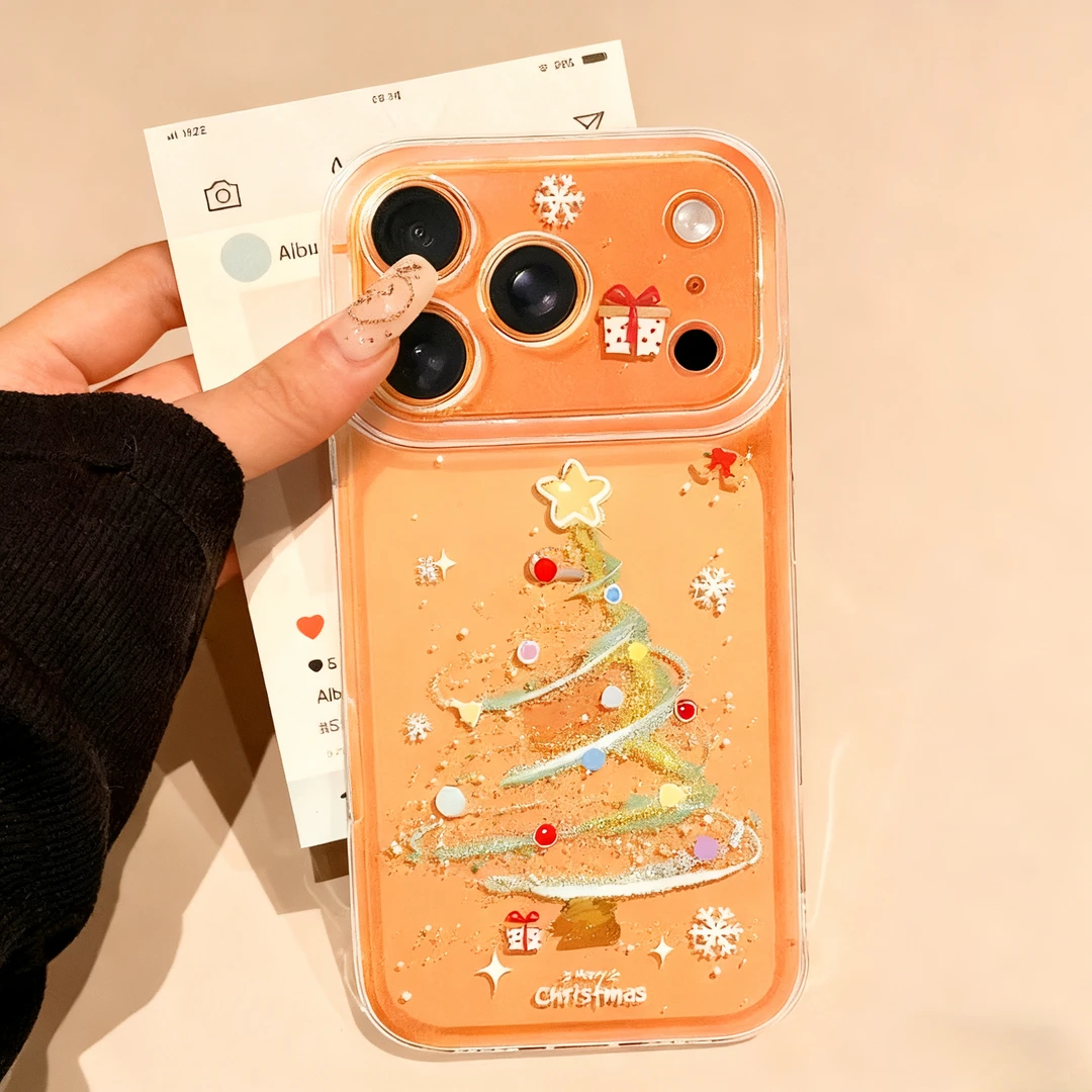 圣诞树礼盒适用苹果17pro手机壳iPhone16透明华为p80vivo小米oppo