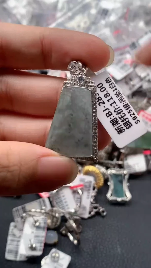 银S925镶嵌戒指翡翠天然A货缅甸翡翠