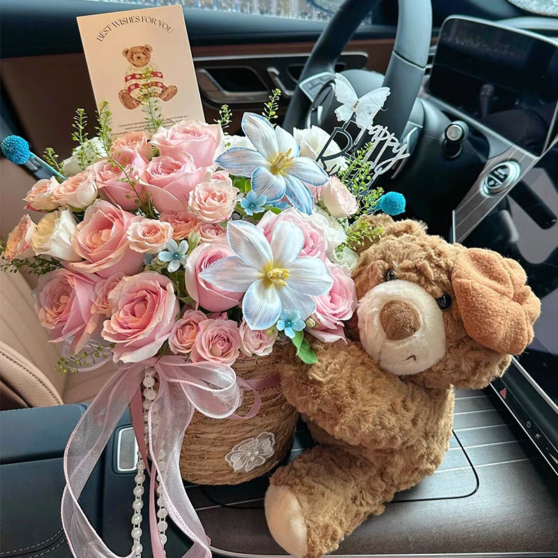 创意小熊玩偶花束生日礼物鲜花速递同城北京上海店成都配送女友