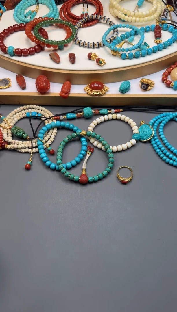 18K金镶嵌绿松石手串惜***~15111