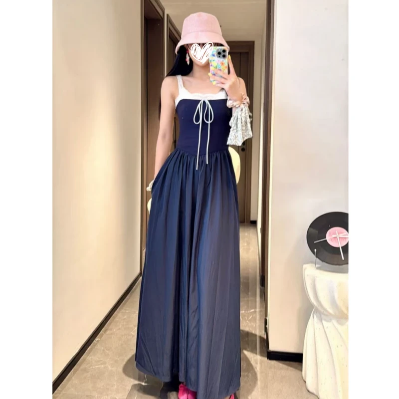 【流动的本真】法式黑色显瘦气质设计感修身上衣吊带连衣裙女1232