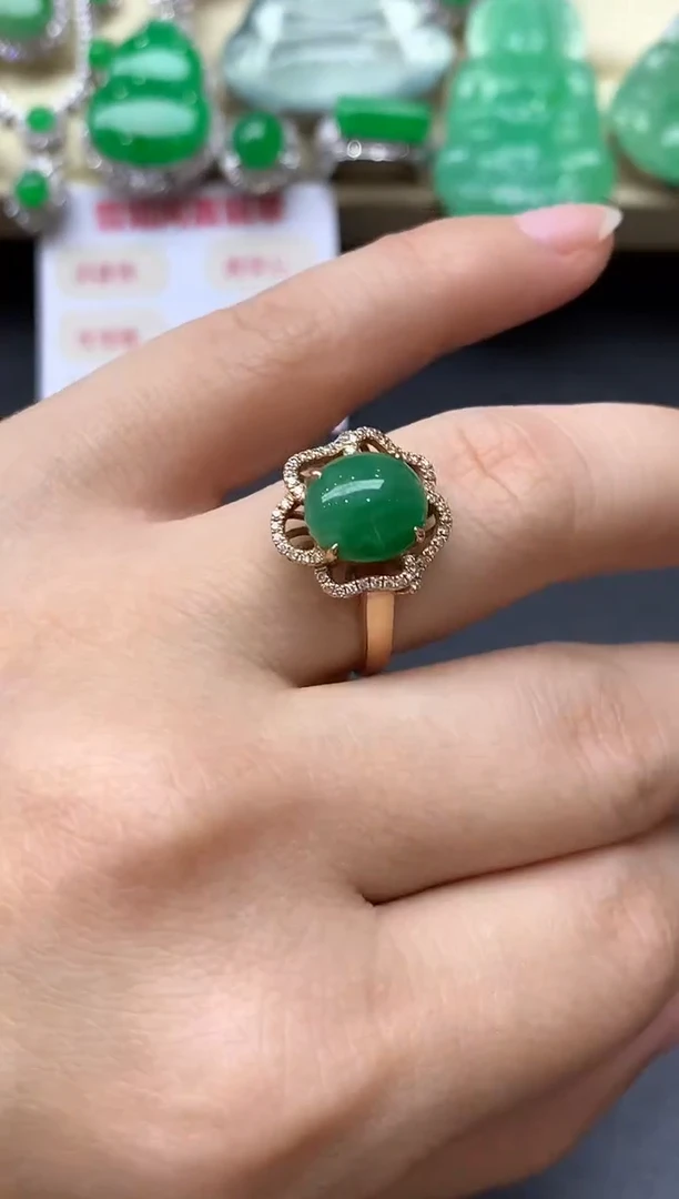 18K金镶嵌戒指翡翠307-中国好珍宝