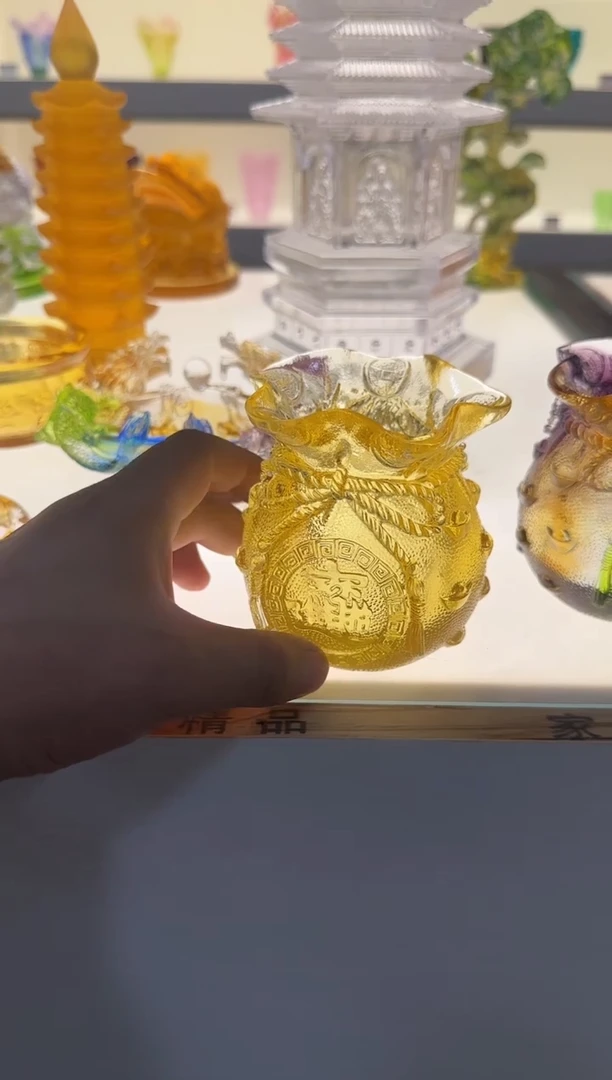 手工艺品琉璃金色钱袋子