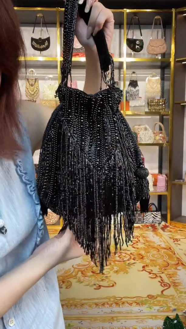 织物珠韵恒泽重工串珠手提包