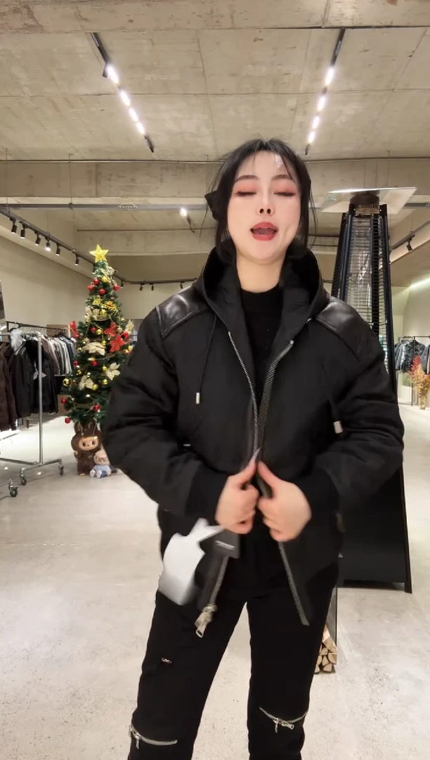 50码（125-140斤）男士真皮拼接鹅绒服