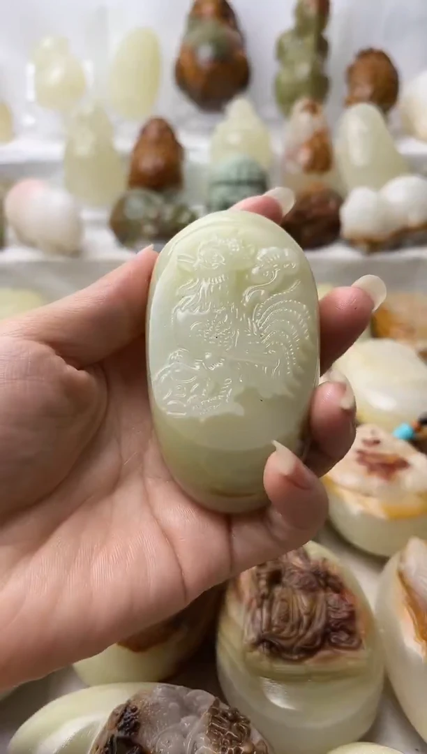 石材方解石手把摆件不退换鸡