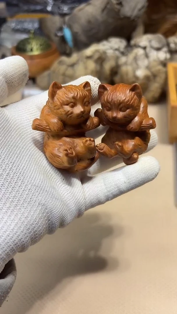 柏木（崖柏）南太行崖柏手把件猫