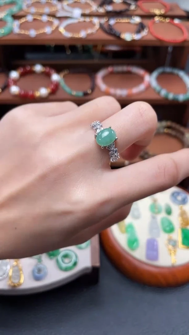 【闪购商品】翡翠戒指银S925镶嵌一个  423