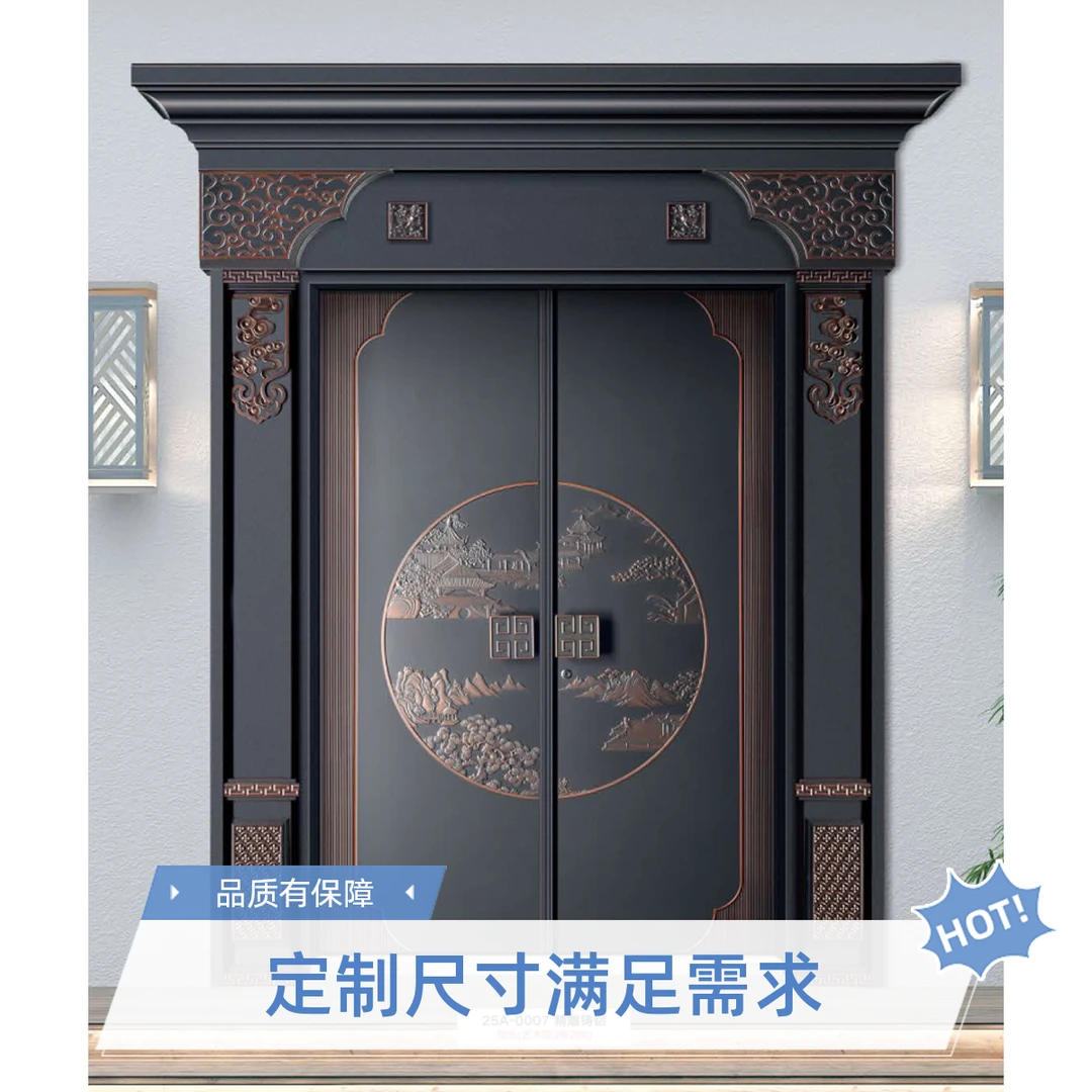 定制专业锌合金别墅大门新农村自建房大门仿铜门双开门单门安装
