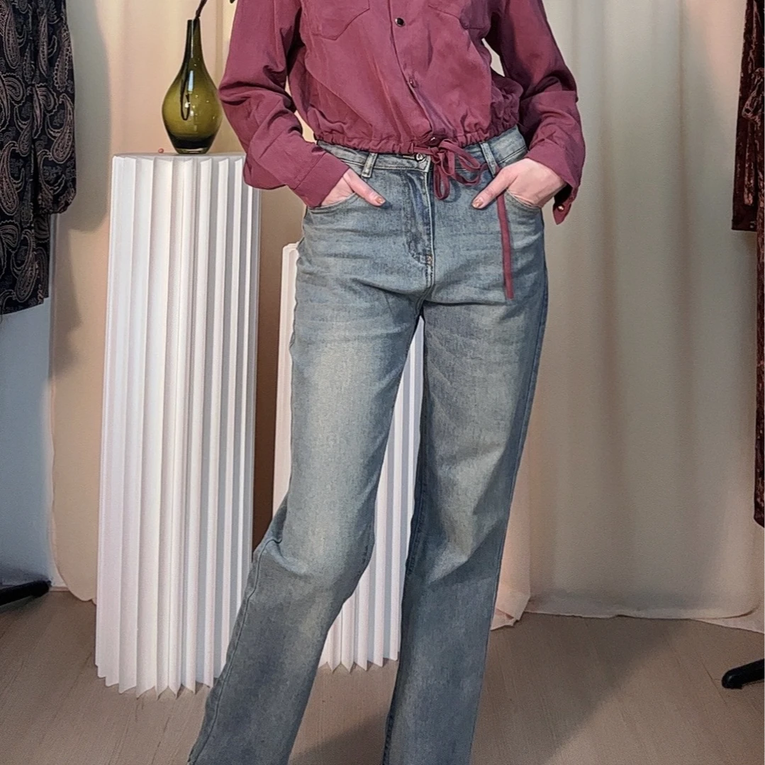 裤子直筒高腰显瘦百搭