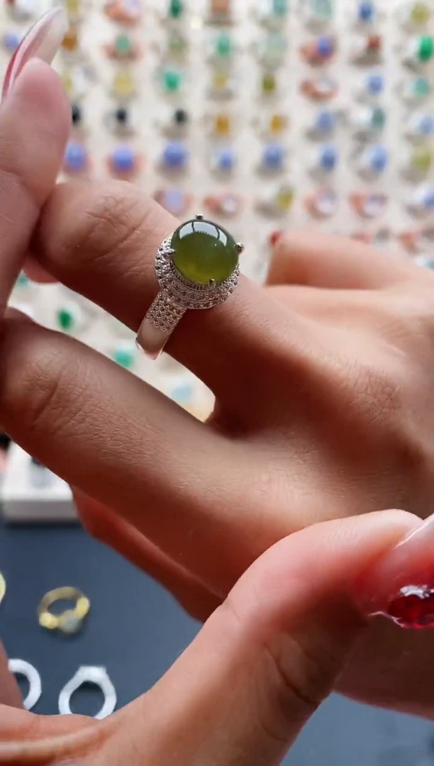 【闪购商品】翡翠戒指未镶嵌缅甸天然A货翡翠444 4+1