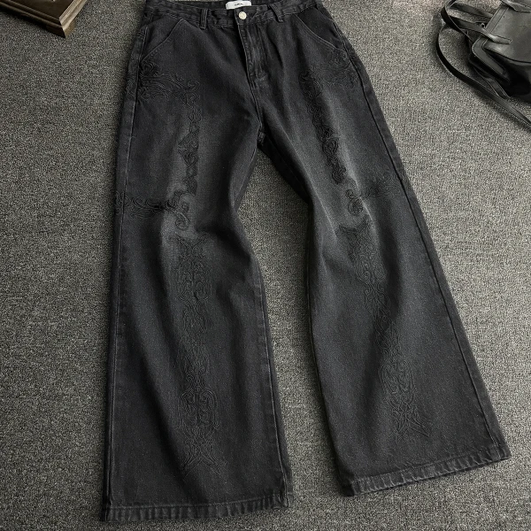 不终朝XLINENL-25AW“40W针”绣花后开袋顶牛牛仔裤水洗复古宽松