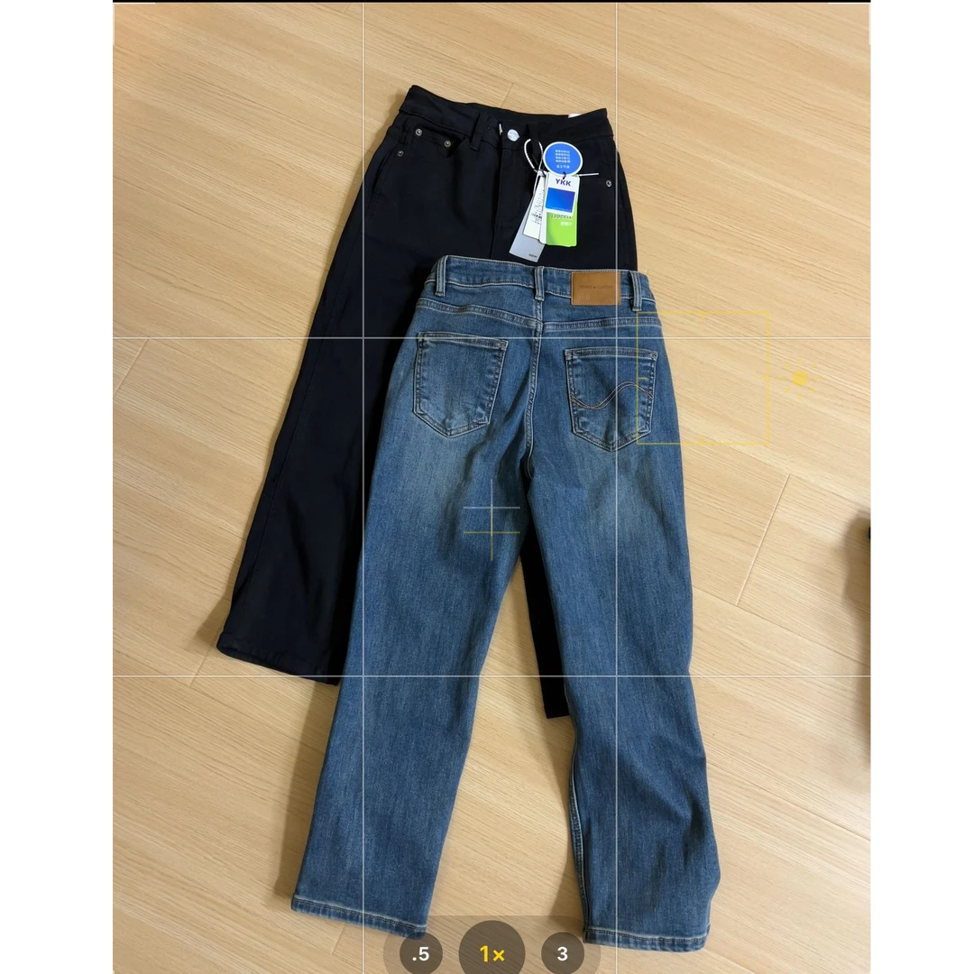 9392加绒显瘦直筒牛仔裤复古法棍裤搭烟管裤