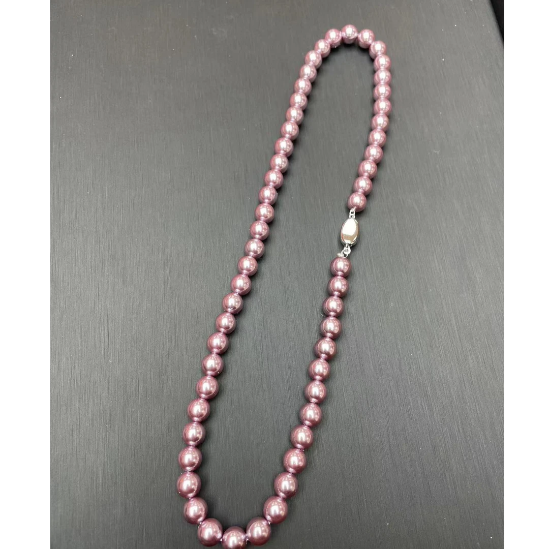 新粉专属浮力精选正圆紫贝珠项链紫色项链