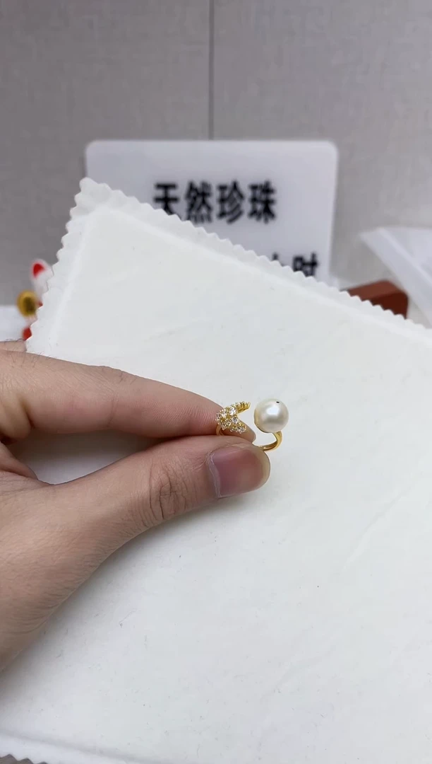 银S925镶嵌戒指海水珍珠