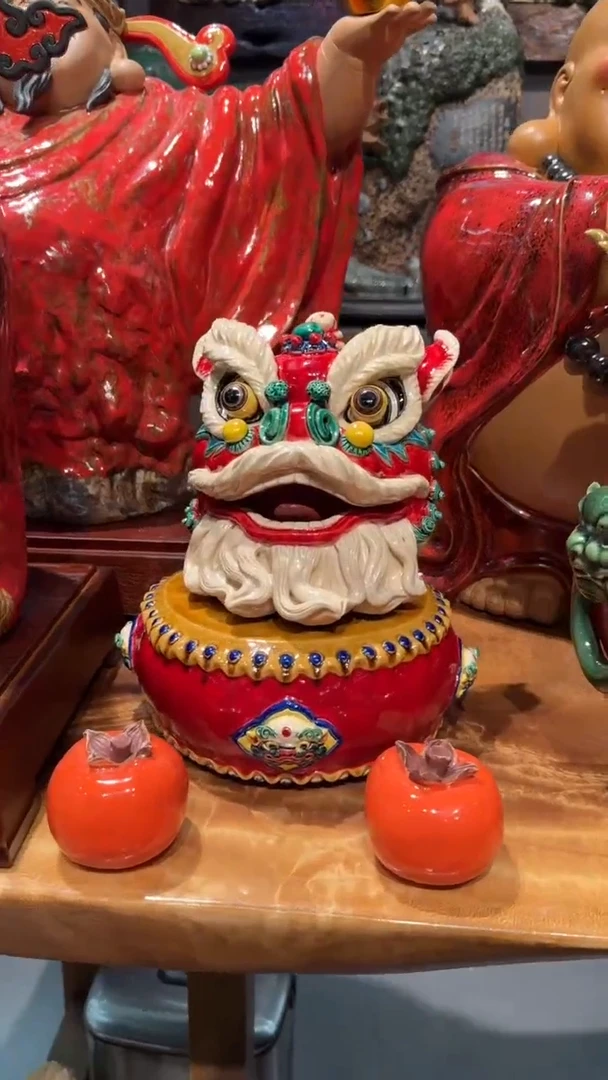 陶瓷E****u醒狮鼓一件