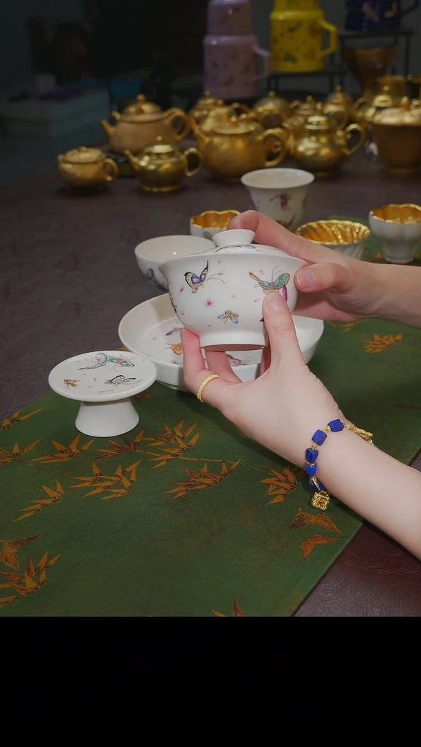 杯【宜景窑珍珠白系列】盖碗