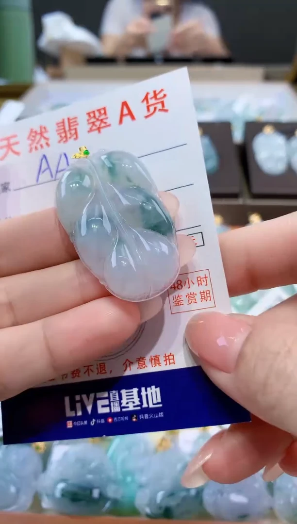 颈饰18K金镶嵌翡翠天然翡翠A货挂件