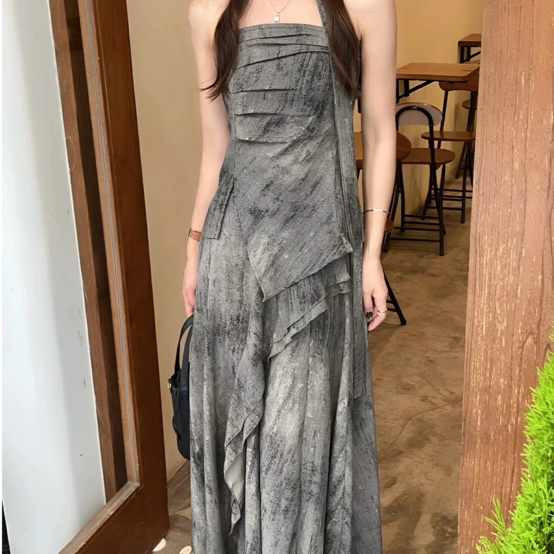 法式复古抹胸套装裙春季设计感开叉无袖上衣半身裙氛围感修身抹胸