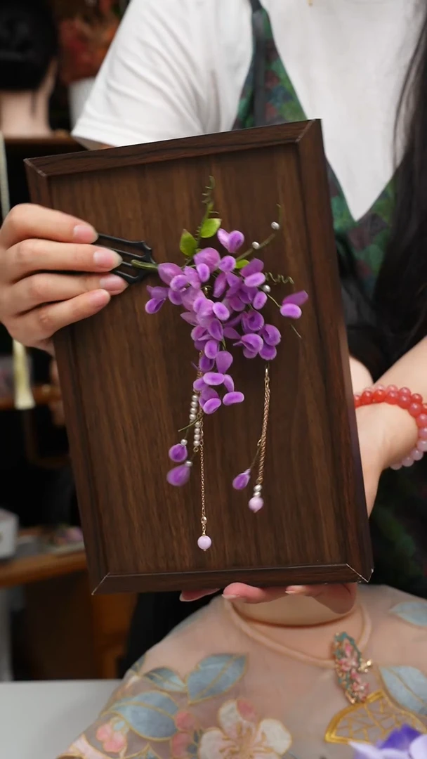 铁合金醋酸绒花烫平设计蚕丝绒花百搭发饰非遗工艺