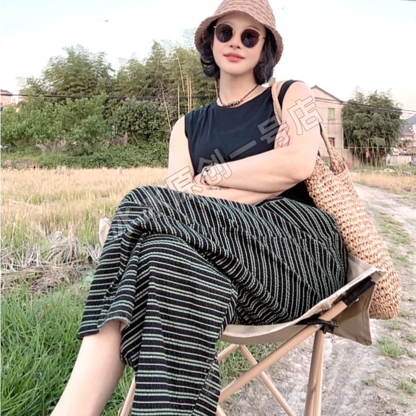 【冰冰一号店】5718夏季新品棉麻条纹休闲裤百搭舒服