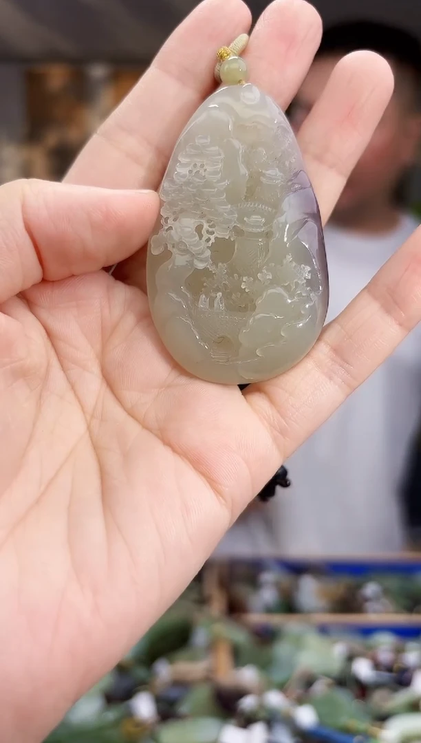 和田玉未镶嵌挂件拍一发一