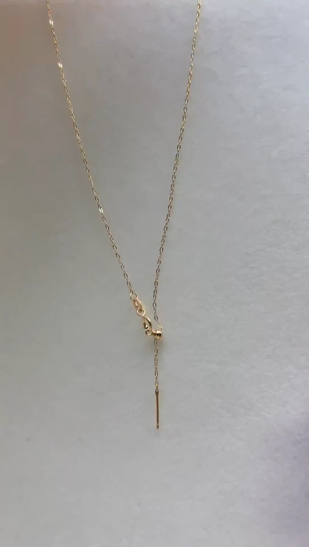 项链银S925镶嵌海水珍珠S925银针式链金色百搭