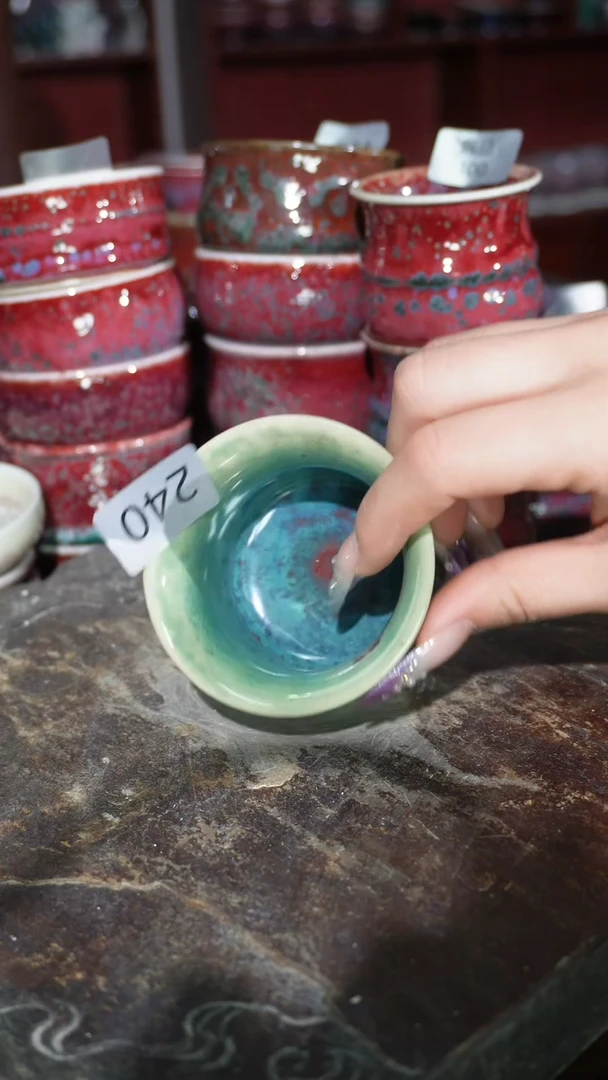 摆件陶精品窑变钧瓷茶器