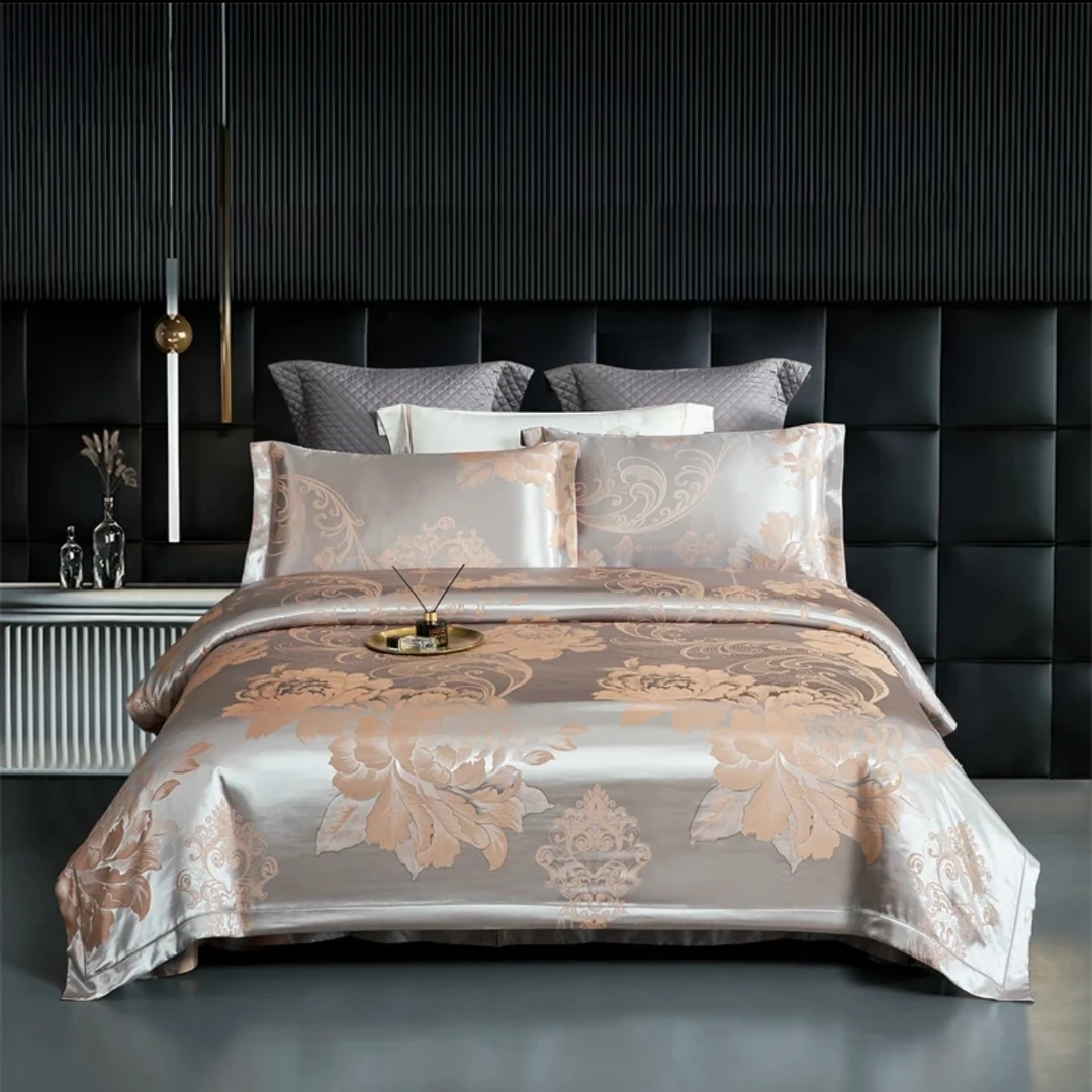 锦绣前程色织提花四件套超柔高端被套床单轻奢款