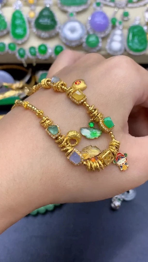 18K金镶嵌手链翡翠457-中国好珍宝