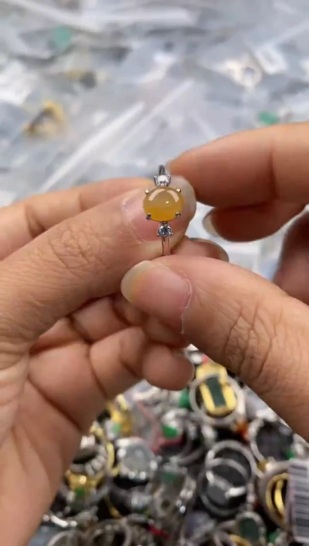 银S925镶嵌戒指翡翠555--3