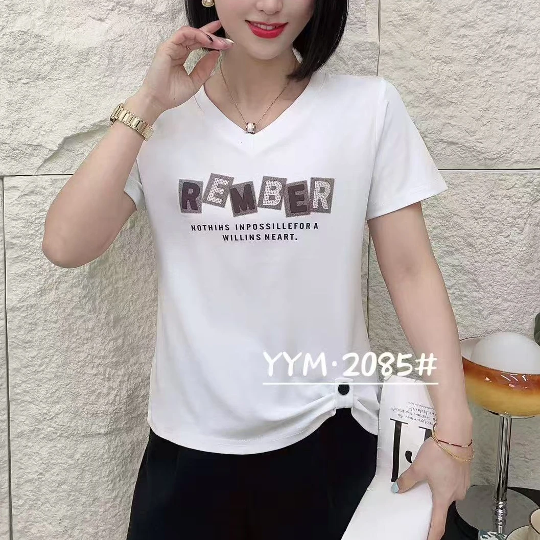 2085新款V领上衣气质时尚T恤百搭