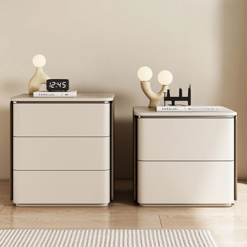 轻奢高档实木床头柜新款烤漆家用高级卧室家用免安装床头柜