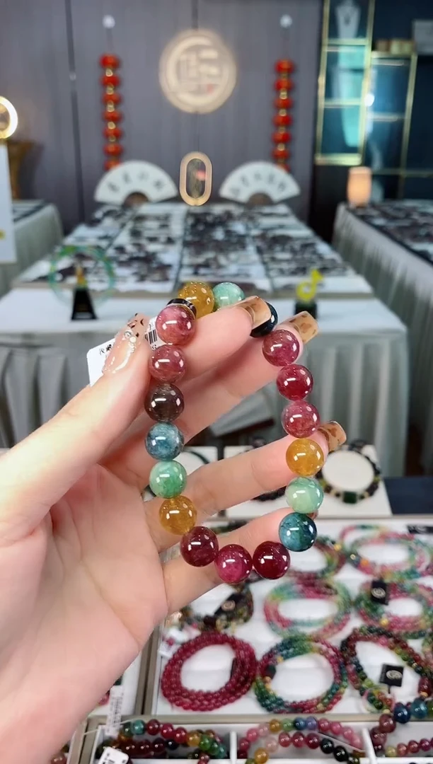 未镶嵌老矿碧玺色标单圈手串10mm+碧玺dan多样性发货一条