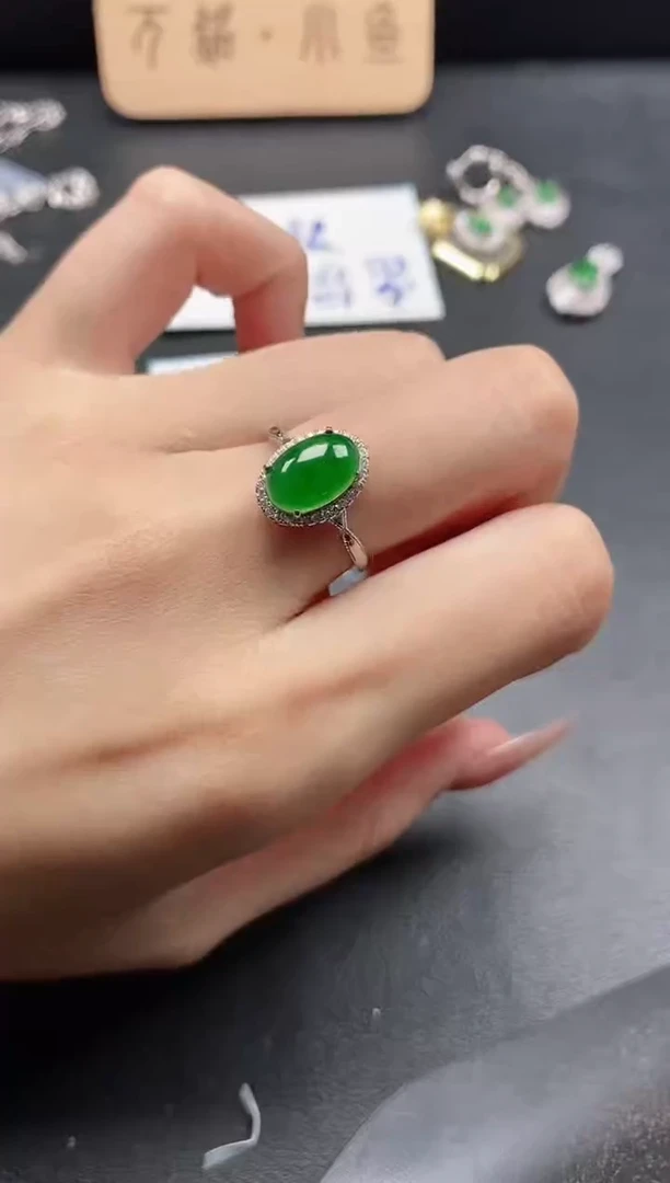 银S925镶嵌戒指翡翠51151