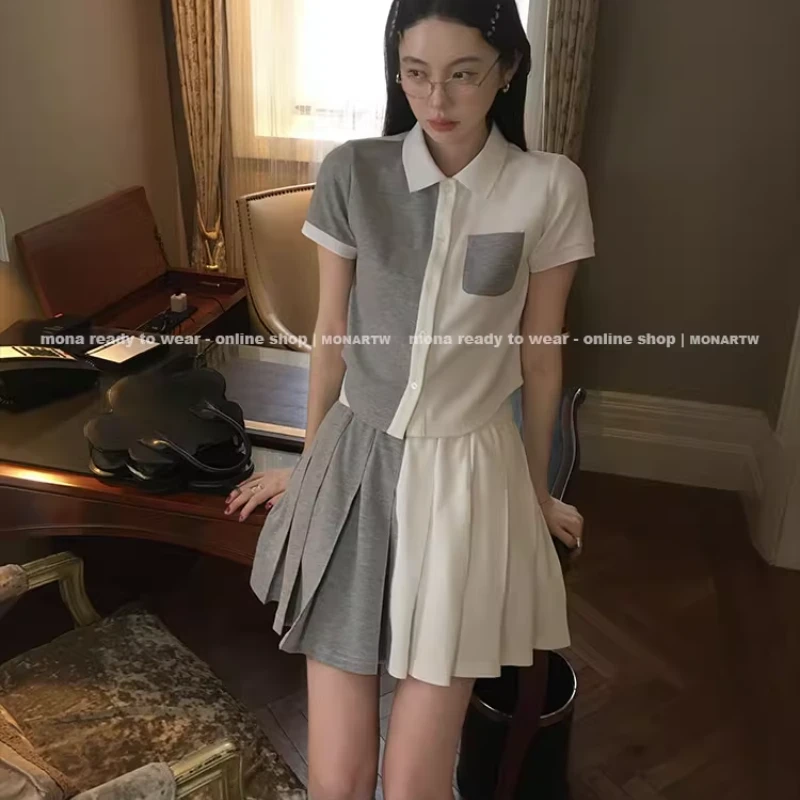 MONA 时尚休闲针织背心上衣 高腰半裙套装女小个子 2025春秋新款
