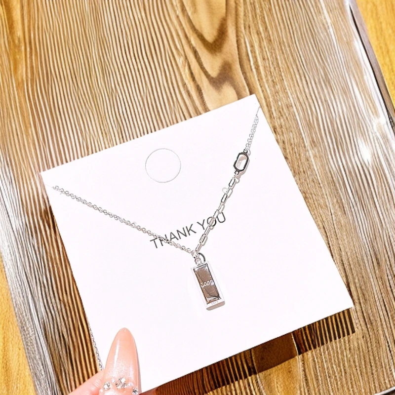 坠链均925银 雪银银匠/925银小银砖项链简约百搭链长40＋5