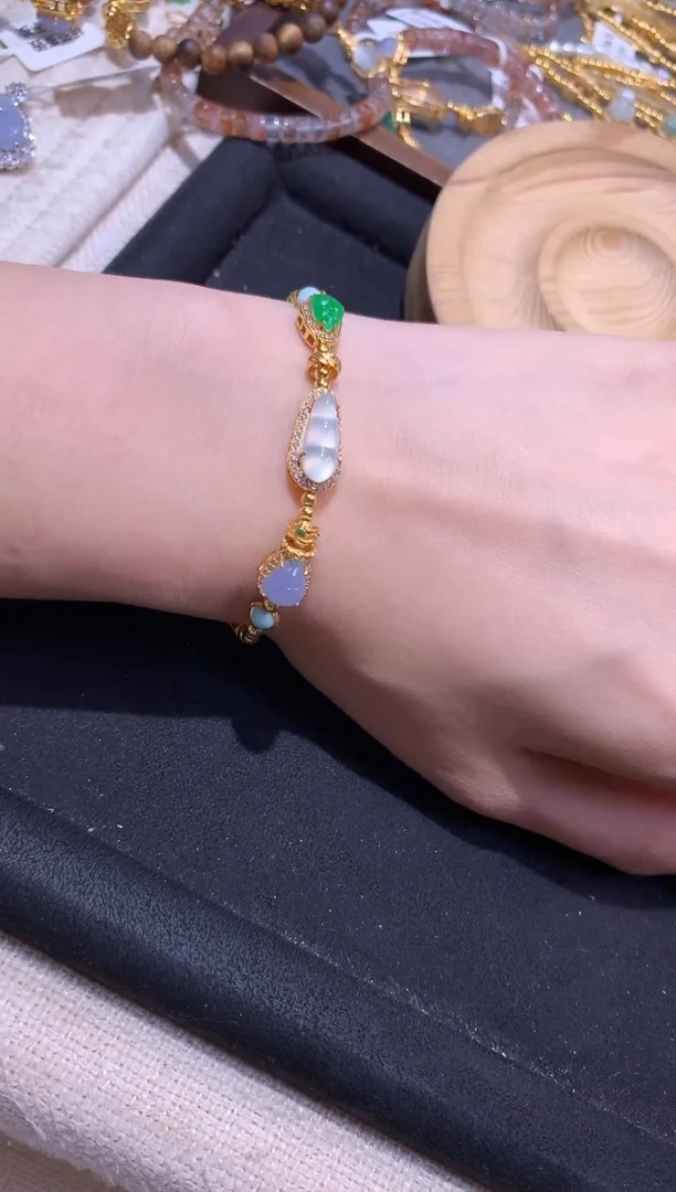 银S925镶嵌手串翡翠手串