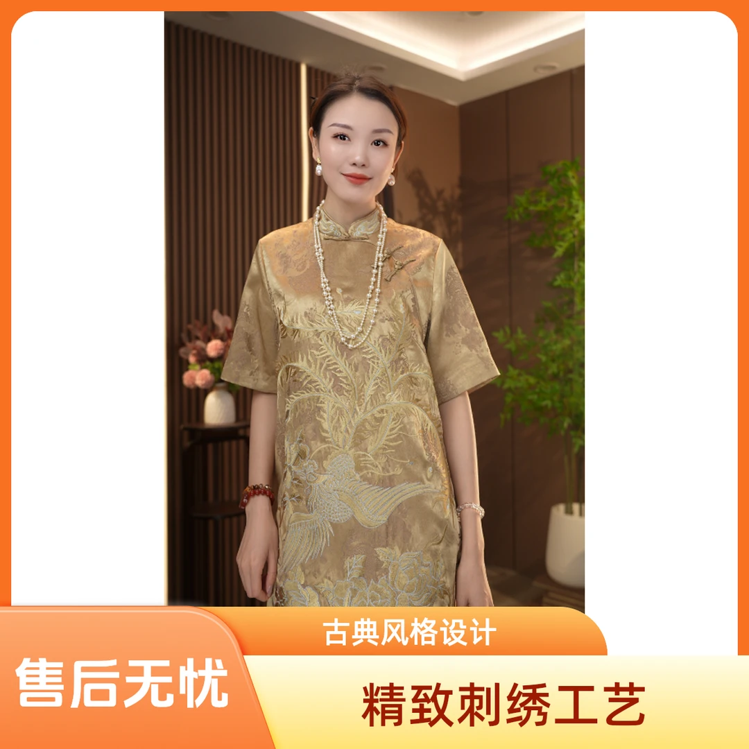 华飞凤舞爆款重工新中式夏季刺绣女装连衣裙2024B178-洪掌柜