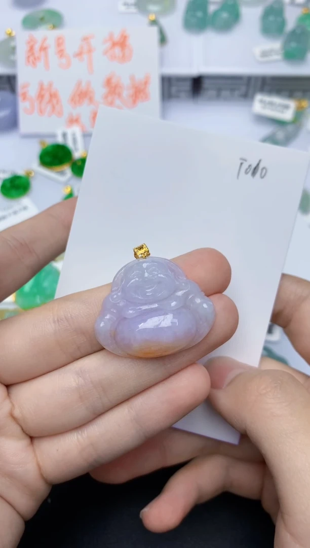 翡翠18K金镶嵌颈饰天然缅甸翡翠A货