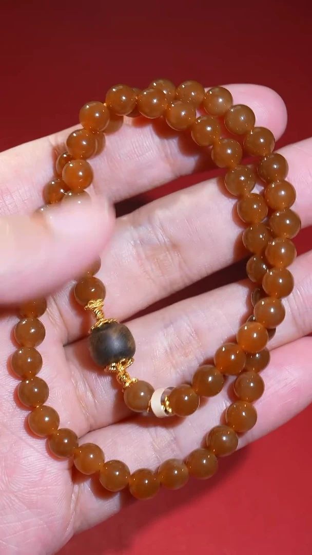 银S925镀金镶嵌手串和田玉50