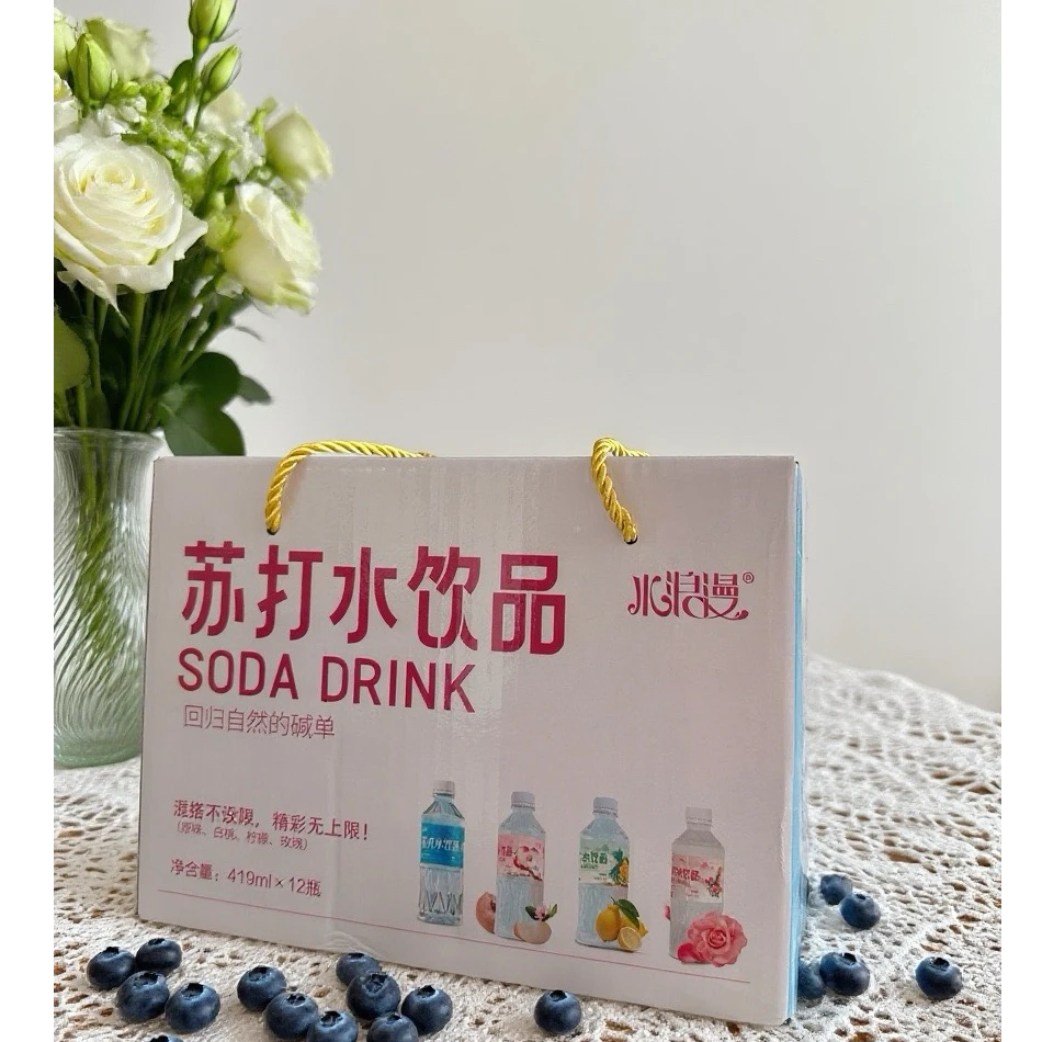 水浪漫0脂肪无汽苏打水419ml/瓶*12 玫瑰柠檬原味白桃四种口味