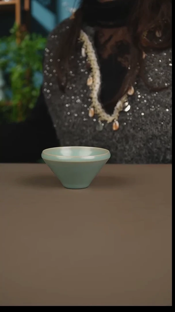 杯仿古天青折肩斗笠微暇