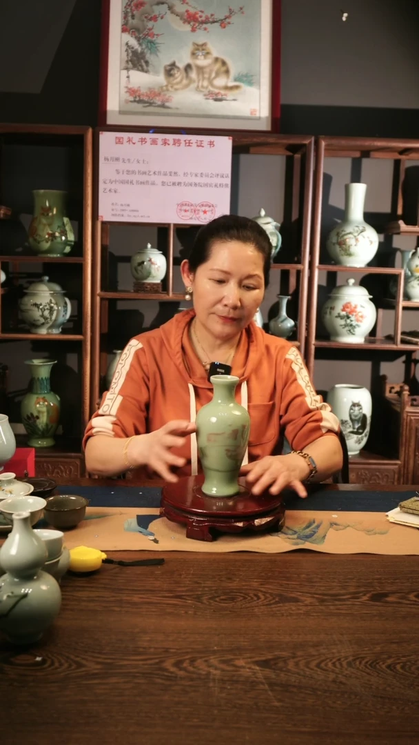 梅青 纯手工 绞胎 小花瓶